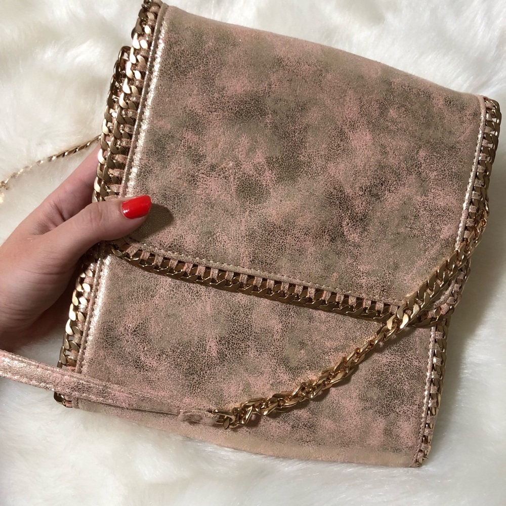 Urban Expressions Pink & Gold Crossbody Bag